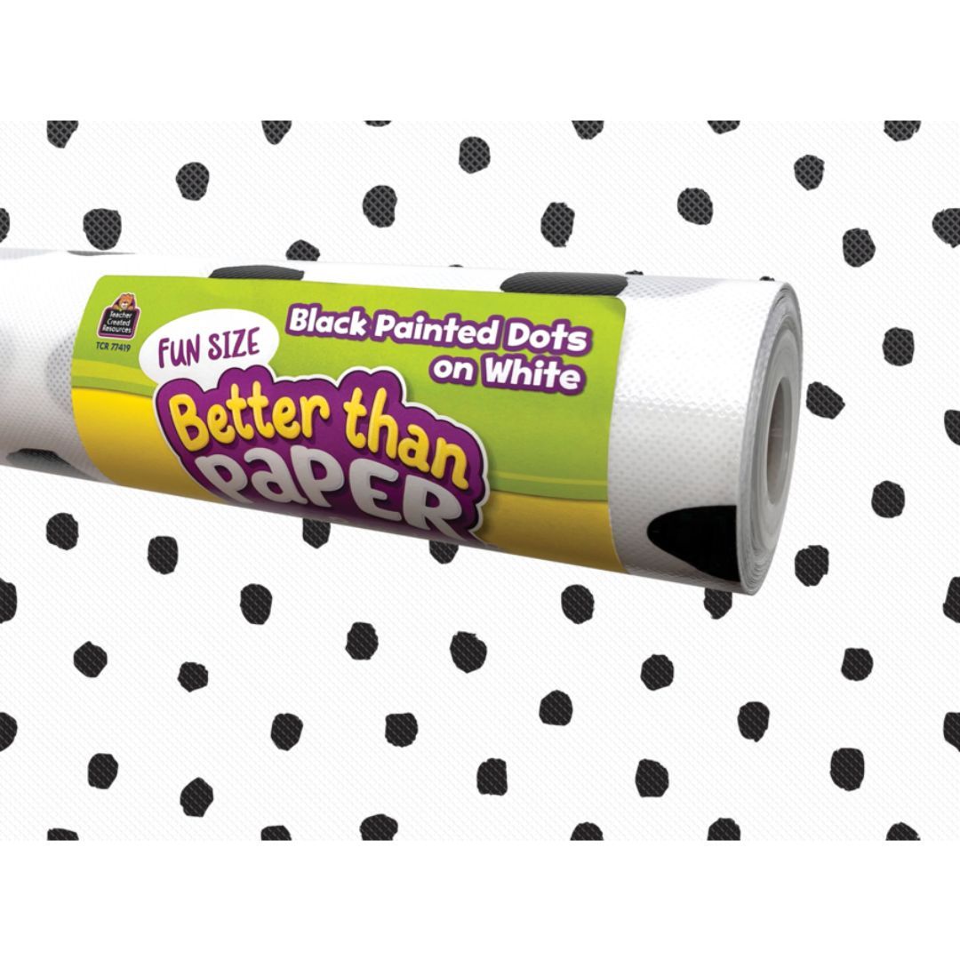 Image of Fun Size Black Painted Dots on White – Better Than Paper Bulletin Board Roll