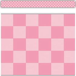 Image of Cool for School Pink Checkers Straight Border Trim