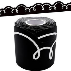 Image of Black with White Squiggles Die-Cut Rolled Border Trim