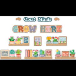 Image of Happy Cactus Crew Great Minds Grow Here Mini Bulletin Board
