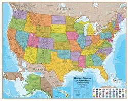 Image of USA Wall Map with Flags 38″ X 48″