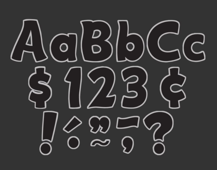 Image of Black & Silver Funtastic 4″ Letters Combo Pack