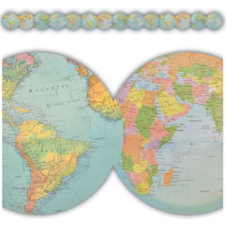 Image of Die-Cut Border Trim Travel the Map Globes