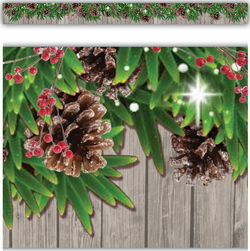Image of Border Trim Straight Winter Pine Cones