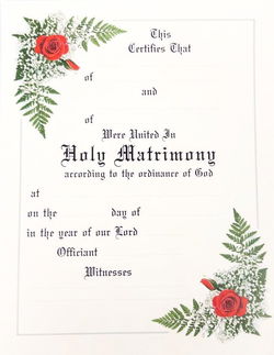 Image of Marriage Certificate (Tan w/ Red Roses)