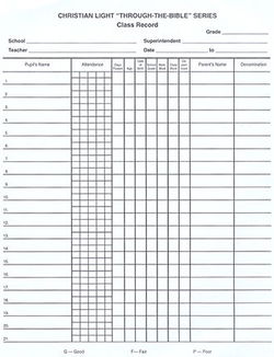 Image of Class Attendance Records Individual Sheet