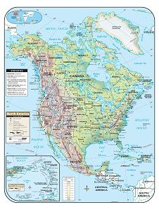 Image of MAP: NORTH AMERICA LAMINATED 28X37`