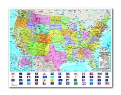 Image of Map : US Advanced Political Map – Laminated
