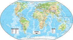 Image of Wall Map Advanced Physical World w/roller on Backboard