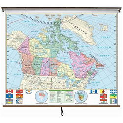 Image of Classroom Wall Map Canada Essential – Spring Roller w/ Back board
