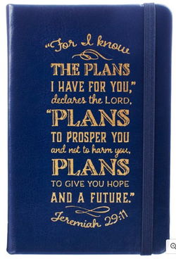 Image of Notebook Faux Leather Blue I Know Plans Jer. 29:11