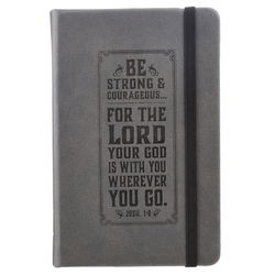 Image of Notebook Faux Leather Gray Be Strong Josh. 1:9