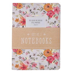 Image of Notebook Set 3pc White Ps. 23:2, Stripes 2 Cor. 12:9, Pink Jer. 17:7