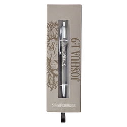Image of Pen in Gift Box Gray Strong & Courageous Josh. 1:9