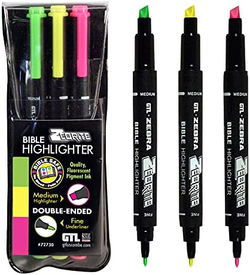 Image of Zebrite Highlighters, Set of 3, Green, Yellow, Pink