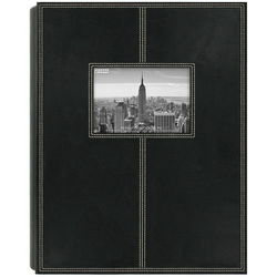 Image of Photo Album 300-Pocket Sewn Leatherette Frame Cover Black