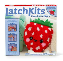 Image of Latch Hook Strawberry Pillow 11″x11″