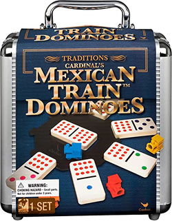 Image of Mexican Train Dominoes Game in Aluminum Carry Case