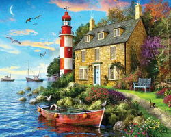 Image of 1000 Pc Puzzle – Cottage Lighthouse
