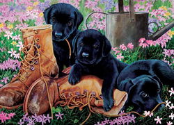 Image of Puzzle Tray Black Lab Puppies 35 pc