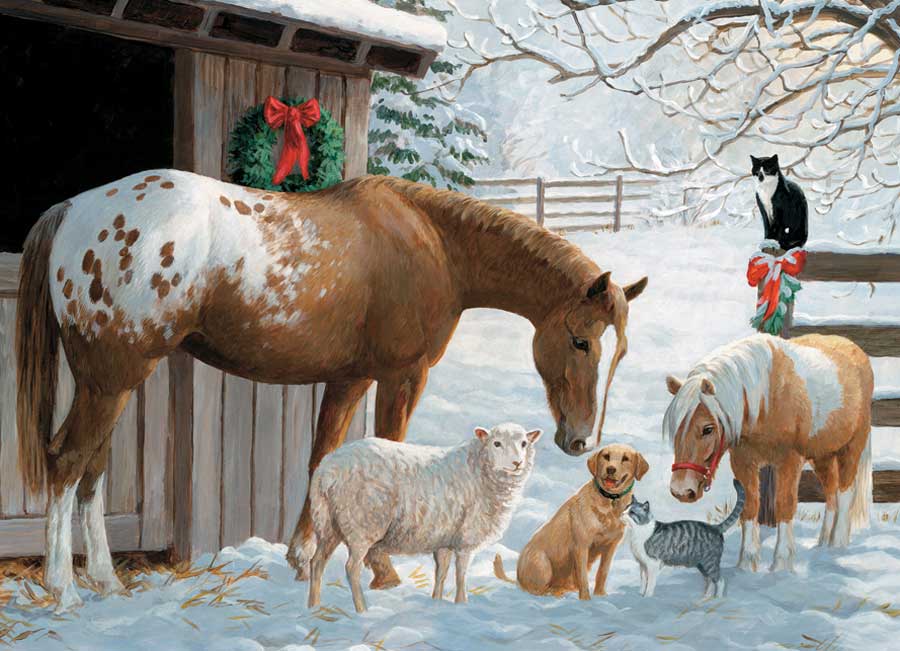 Image of Puzzle Winter Barnyard 350 pc Family Pieces