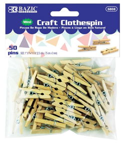 Image of Craft Clothespins Mini Natural (50/Pack)