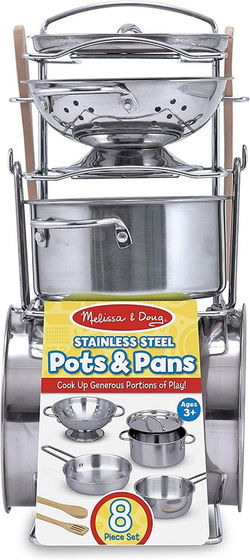 Image of Stainless Steel Pots & Pans Play Set Lets Play House