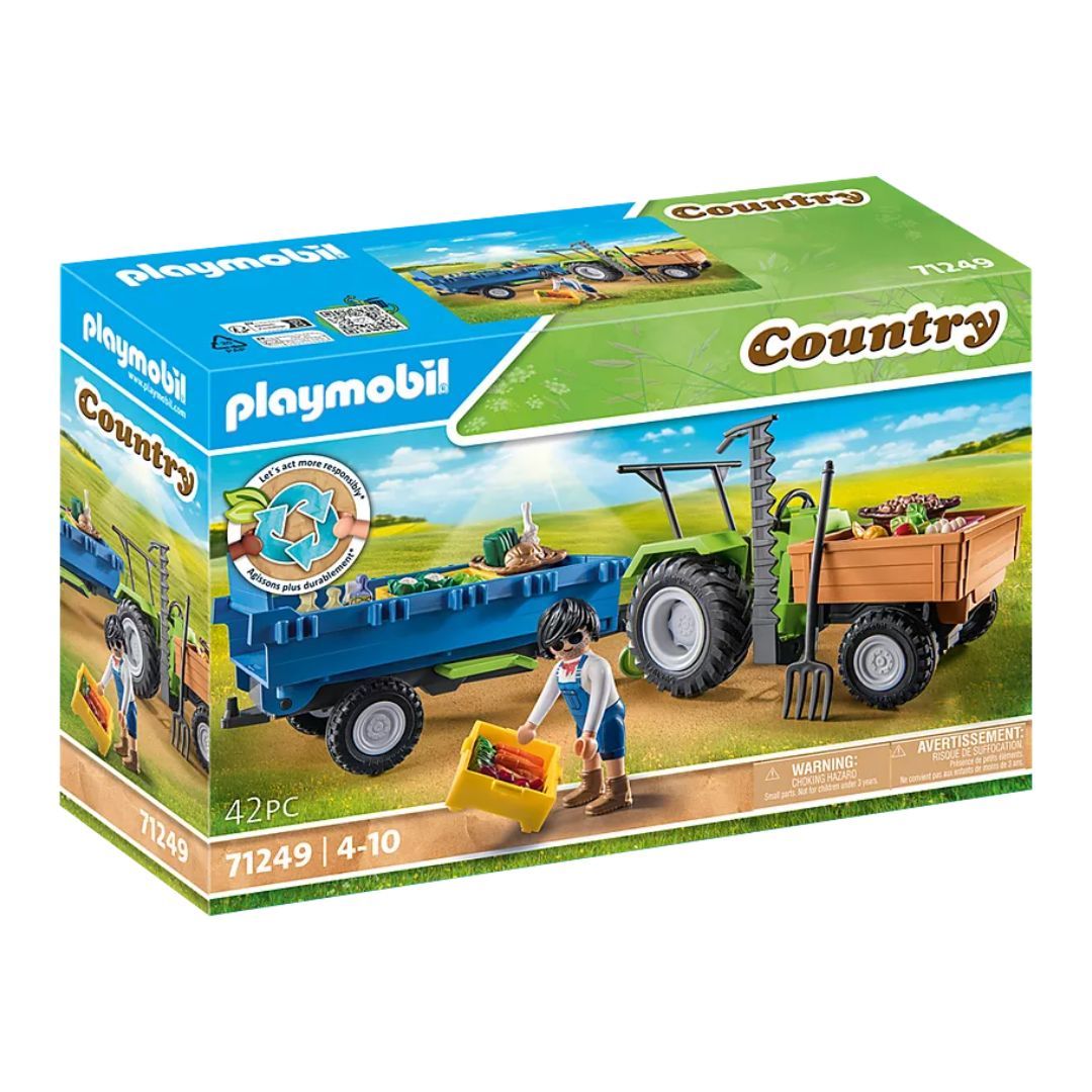 Image of Playmobil Country – Harvester Tractor with Trailer