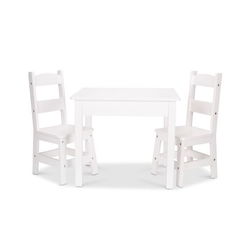 Image of Wooden Table & Chairs – White