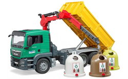 Image of MAN TGS Crane Truck with 3 Glass Recycling Containers & Bottles