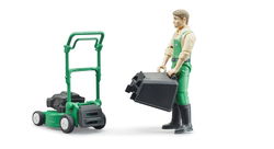 Image of Gardener with Lawn Mower and Equipment bworld
