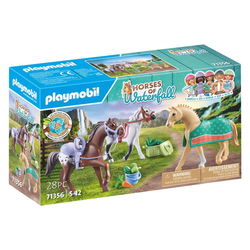 Image of Playmobil Horses of Waterfall – Three Horses w/ Saddles