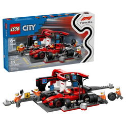 Image of Lego City F1 Pit Stop & Pit Crew with Ferrari Car