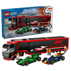 Image of Lego City F1 Truck with RB20 & AMR24 Cars