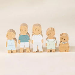 Image of Set of 5 Family Wooden Dollhouse Characters