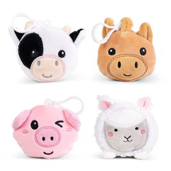Image of Farm Animal Clip & Cuddle Plush Keyrings – Assorted