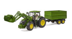 Image of John Deere 7R 350 with Frontloader and Tipping Trailer