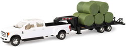 Image of 1:32 2017 Ford F-350 Pickup and Gooseneck Trailer with Bales