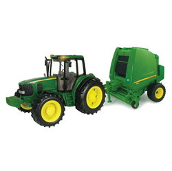 Image of 1:16 Big Farm Lights & Sounds John Deere7330 Tractor and Round Baler Set