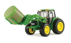Image of John Deere 1:16 Scale 7330 Tractor with Bale Loader & Round Bale-