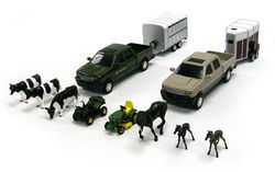 Image of 1:32 John Deere Pickup and Livestock Trailer Set Assortment