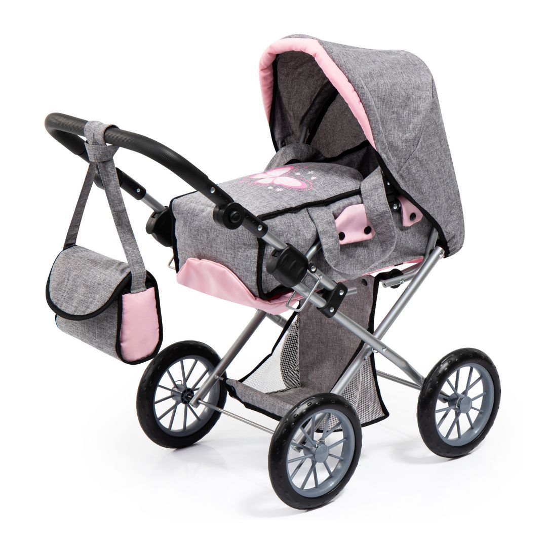 Image of Grey & Pink Butterfly Stroller