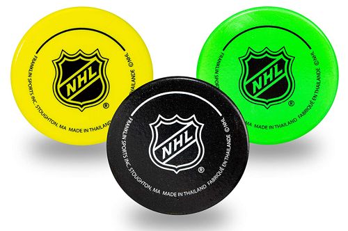 Image of NHL Foam Mini Hockey Pucks 3pk