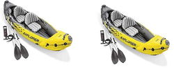 Image of Intex Explorer K2 Yellow 2 Person Inflatable Kayak with Oars & Air Pump (2 Pack)