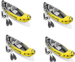 Image of Intex Explorer K2 Kayak, 2-Person Inflatable Set with Oars and Air Pump (4 Pack)