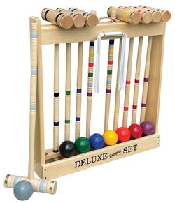 Image of 8 Player Pro Croquet Set 24″ in Wooden Stand