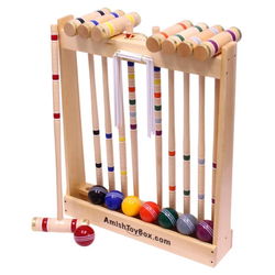 Image of 8 Player Pro Croquet Set 32″ in Wooden Stand