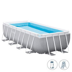 Image of Intex 13′ X 6.5′ X 3.25′ Gray Prism Frame Rectangular Swimming Pool w/ Filter